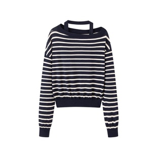 艾诺丝尚忆2026春季新款套头条纹挂脖两件套针织衫女801201