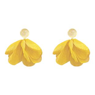 森系黄色花朵耳环2026新款爆款高级感夸张度假风耳坠独特漂亮耳饰