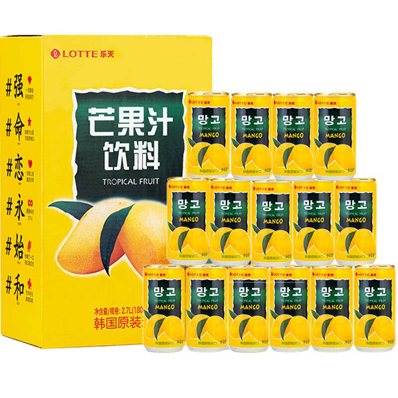 【进口】韩国饮料饮品lotte乐天芒果汁网红