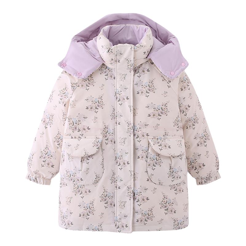 【活面三防】象老大儿童羽绒服2025新款女中小童中长款冬装外套厚