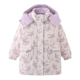 【活面三防】象老大儿童羽绒服2025新款女中小童中长款冬装外套厚