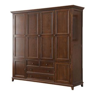 木鱼家具纯原木美式全实木两门三门四门衣柜落地复古卧室顶柜储物