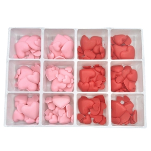 情人节心形立体巧克力爱心蛋糕装饰配件纽扣七夕情侣爱心小熊摆件