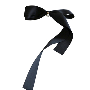 黑色蝴蝶结飘带弹簧夹顶夹发夹森系仙美不对称发饰后脑勺女头饰