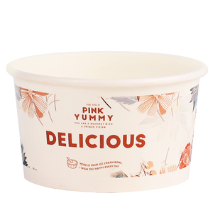 冰淇淋纸碗一次性冰激凌盒卡通蛋糕炒酸奶纸杯带盖小料杯定制logo