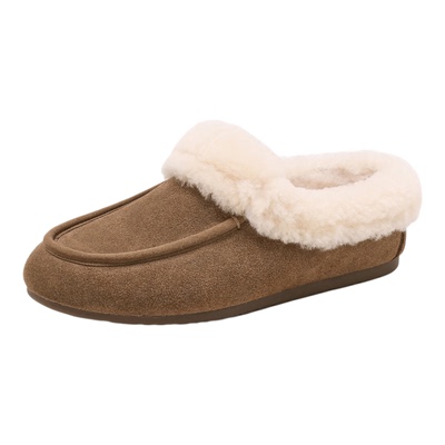 星期六加绒毛毛鞋女平底豆豆鞋