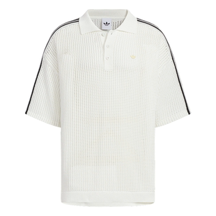 休闲宽松网眼钩针运动短袖POLO衫男夏季adidas阿迪达斯官方三叶草