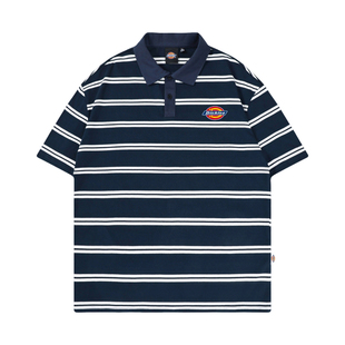 Dickies帝酷适条纹撞色短袖POLO衫夏季薄款男士经典标宽松上衣服Y