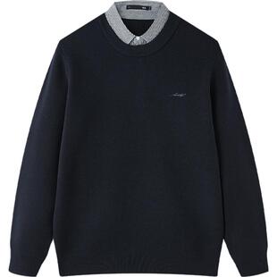 HLA/海澜之家轻商务加绒加厚衬衫领针织衫25秋冬新款假两件毛衣男