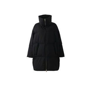 ZHUCHONGYUN冬季立领黑色白鹅绒保暖羽绒服中长款加厚外套