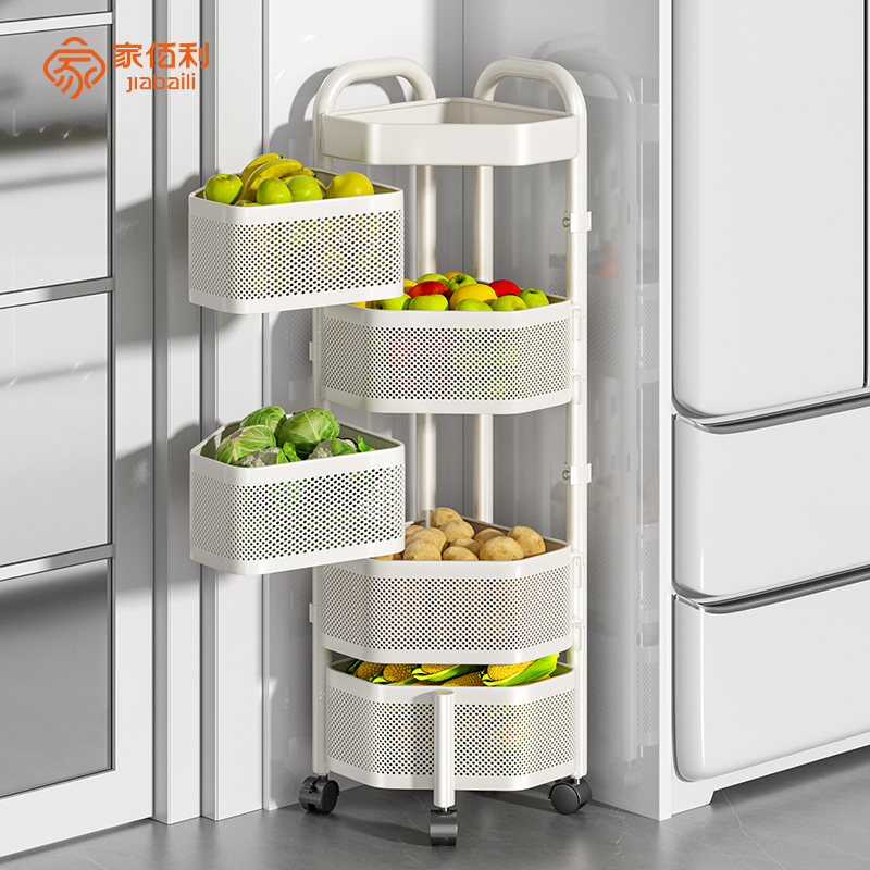 厨房旋转落地多功能收纳放菜置物架水果蔬菜三角转角墙角专用篮子