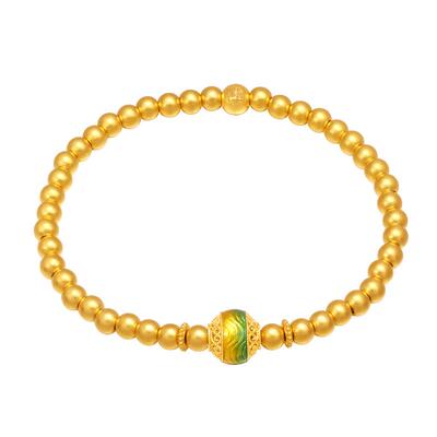 周大生福韵国宝系列|千里江山古法黄金手链女足金转运珠手串手饰