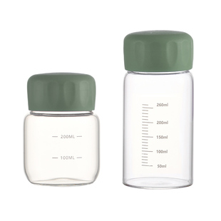 迷你玻璃杯带刻度胖胖杯外带便携小水杯摇摇杯子牛奶豆浆杯咖啡杯