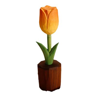 “十个勤天郁金香”“禾伙人摆件”手工木雕摆件永不枯萎的郁金香