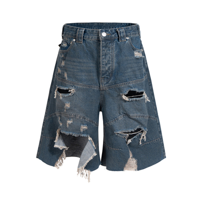 磨损破洞宽松B家牛仔短裤