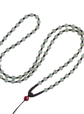 和田玉圆珠项链女编织绳链