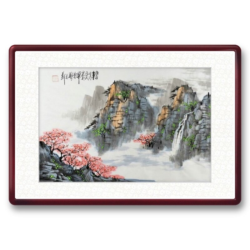 山水画国画手绘字画客厅办公室电表箱中式装饰画周厚成四开三横GG