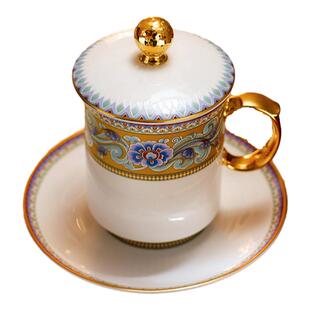 斯达高stechcol 集贤瓷骨瓷水杯 办公室会议水杯带盖茶杯