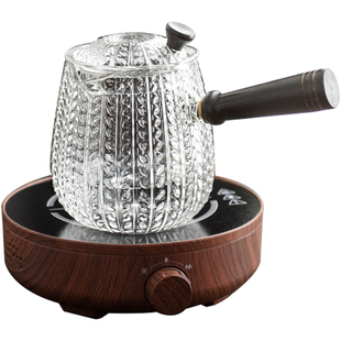 禾阳 麦穗侧把壶耐热玻璃煮茶壶家用双内胆煮茶器茶具套装蒸茶壶