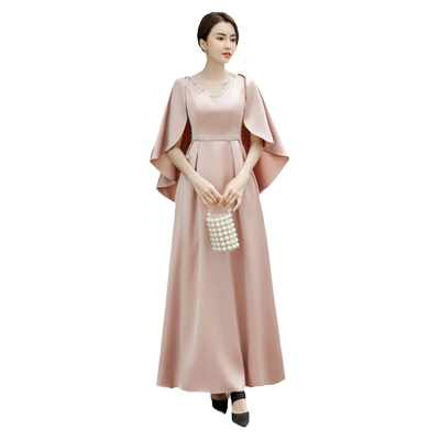 粉色妈妈婚宴晚礼服长款
