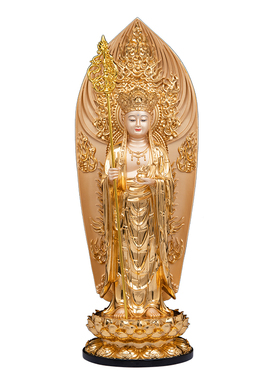 树脂贴金娑婆三圣佛像祝福摆件
