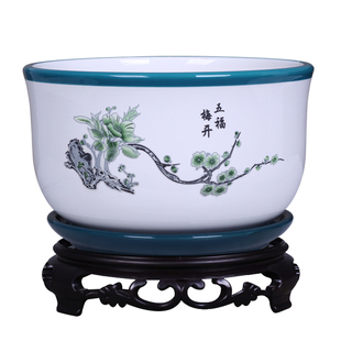 陶瓷花盆大口径中式古典阳台桌面盆栽室内外发财树专用盆特价清仓