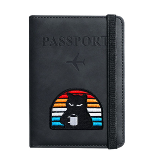 原创黑猫多功能型护照收纳套银行卡身份证套票据夹出国旅游钱包夹
