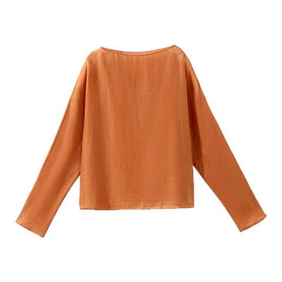 【2片式立裁】1OO%苎麻 小众设计圆领连身袖宽松显瘦衬衫衬衣女