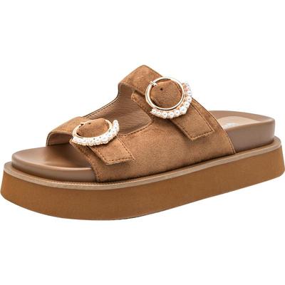 Bata外穿拖鞋女夏季新款百搭厚底通勤一字凉拖鞋82046BT4