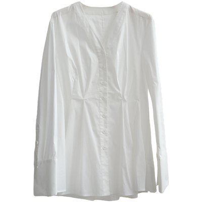 Goldenbarry |金和百瑞212565时尚V领收腰褶皱衬衣衬衫