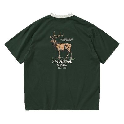 714street撞色宽松短袖T恤