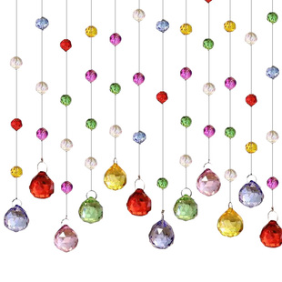 卧室门帘水晶珠帘门帘玄关鞋柜过道装饰客厅隔断弧形半挂帘免打孔