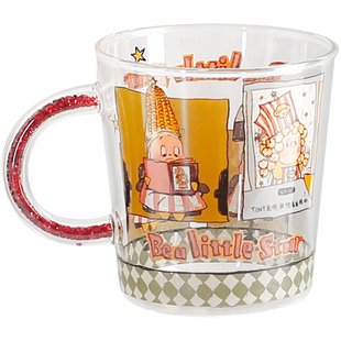 星星人周边正版联名耐热玻璃杯水杯碎钻把手牛奶杯大容量女生礼物