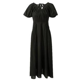 ibudu2025夏季新款法式小黑裙莱赛尔V领收腰A字裙长裙优雅女