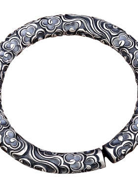 原创圆柱祥云如意情侣纯银手镯