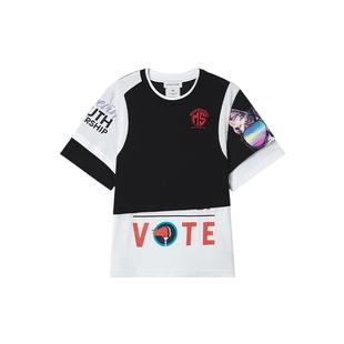 IT MARINE SERRE男装宽松短袖T恤新款潮流解构感拼接半袖MTT096MP