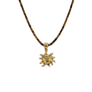 LAZY CIRCLES虎眼石太阳项链串珠原创设计高级轻奢美拉德毛衣链