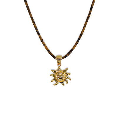 LAZYCIRCLES天然虎眼石太阳项链