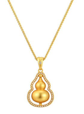 韦雪同款古法沙金葫芦吊坠项链