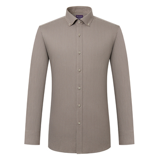 恺米切2025年秋商务休闲法兰绒免烫保暖衬衫男长袖条纹抗皱衬衣