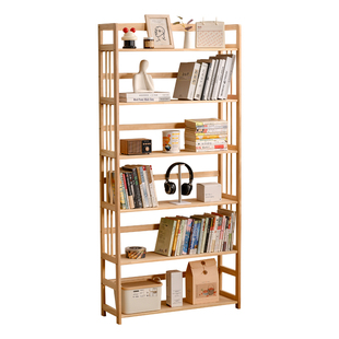 实木书架落地置物架一体式储物架家用儿童卧室收纳架客厅沙发边柜