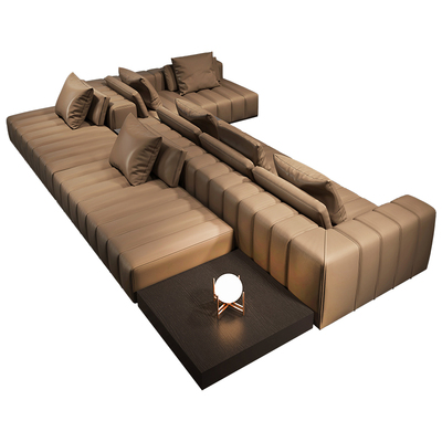 不靠墙真皮沙发意式极简客厅