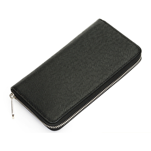 外贸原单 2025大牌情侣十字纹长款男士钱包手拿包 女士拉链钱夹潮