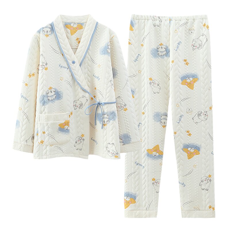 新中式月子服秋冬款加厚纯棉产后