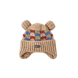 儿童帽子秋冬新款可爱小熊护耳帽宝宝保暖针织毛线帽男女童防风帽