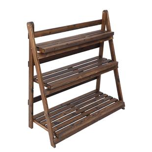 防腐木花架置物架阳台植物摆放架花架子客厅落地式折叠多肉花盆架