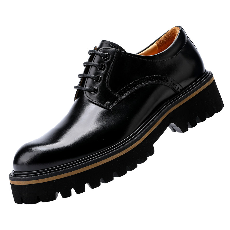 u7商务休闲皮鞋头层牛皮德比鞋男