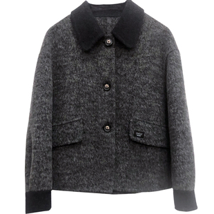 秋冬新品超短款撞色翻领双面呢羊绒大衣女手工缝制小个子羊毛外套