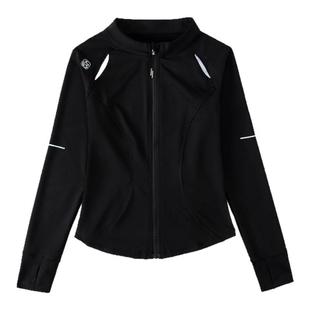 广场舞服装新款春夏夜光上衣运动跑步长袖显瘦速干开衫弹力舞蹈衣