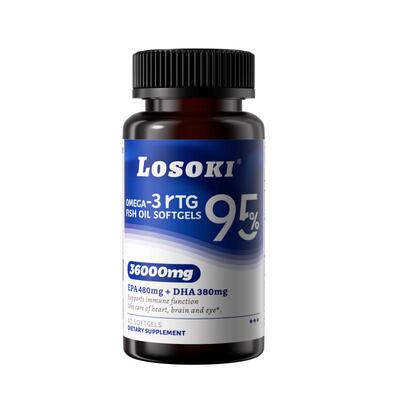 【3瓶装】losoki95%高纯度rTG深海鱼油乐斯可胶囊omega3原装进口